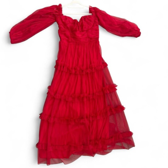 ASOS Red Ruffle Prom Dress - Picture 6 of 7